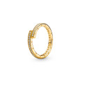 PANDORA LOGO 14K GOLD-PLATED RING WITH CLEAR CUBIC ZIRCONIA - 169491C01-54