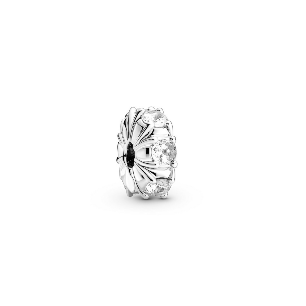PANDORA STERLING SILVER CLIP WITH CLEAR CUBIC ZIRCONIA AND SILICONE GRIP - 790046C01