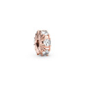 PANDORA 14K ROSE GOLD-PLATED CLIP WITH CLEAR CUBIC ZIRCONIA AND SILICONE GRIP - 780046C01