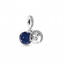 PANDORA STAR AND MOON FAMILY TREE STERLING SILVER DANGLE WITH CLEAR CUBIC ZIRCONIA AND BLUE GLITTERY ENAMEL - 799645C01